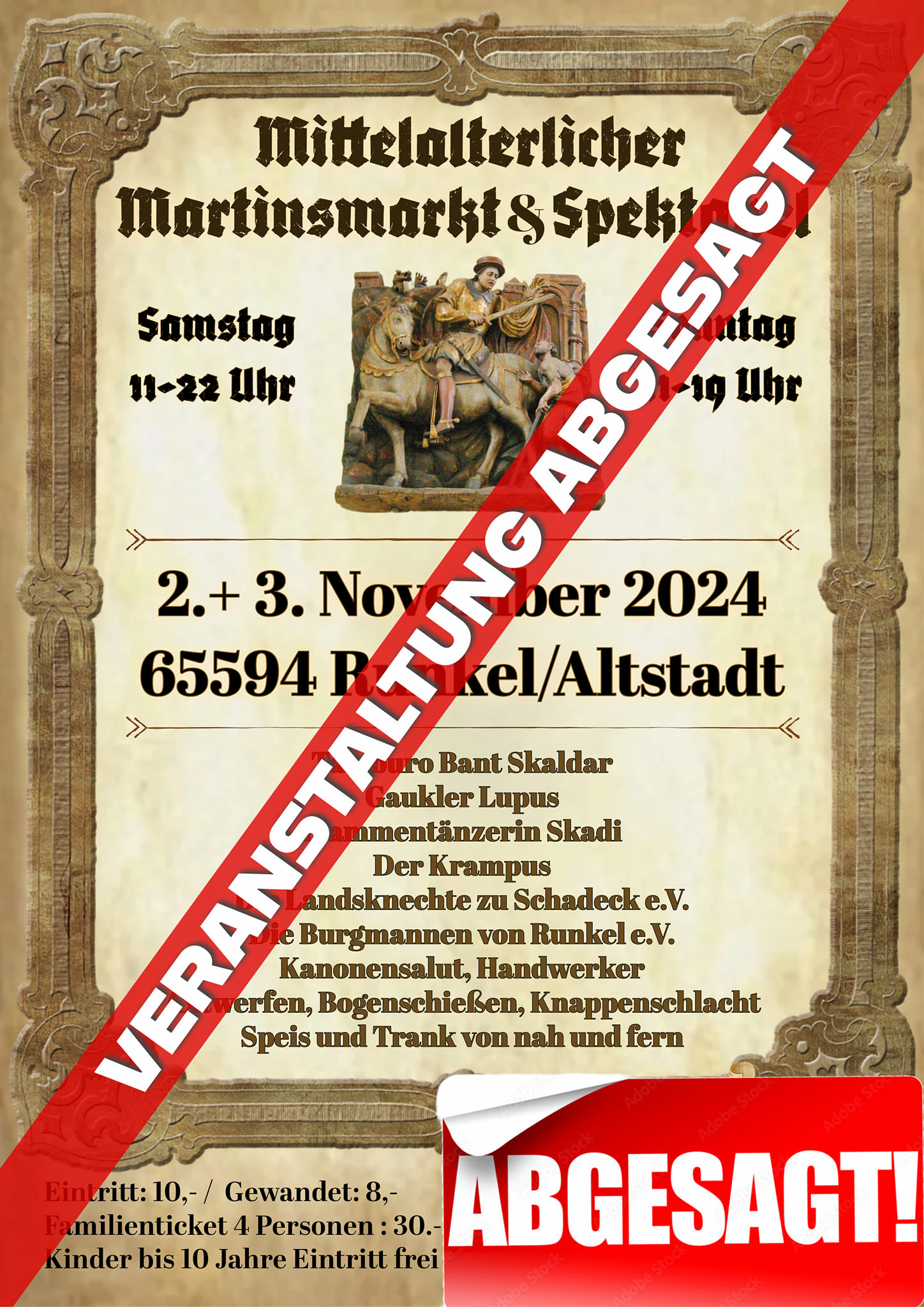 Mittelalterlicher Martinsmarkt & Spektakel abgesagt